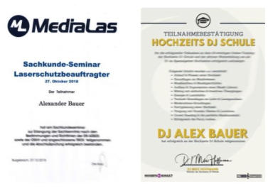 DJ Alex Bauer - Hochzeits DJ Schule, Laserschutzbeauftragter